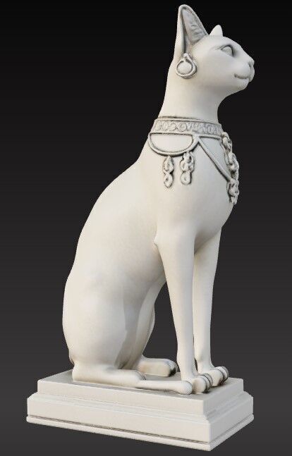 Victorian Style  Egyptian Cat Sculpture 3D Model STL FBX OBJ GLB 3D print model_7