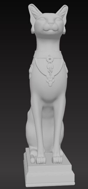 Victorian Style  Egyptian Cat Sculpture 3D Model STL FBX OBJ GLB 3D print model_1
