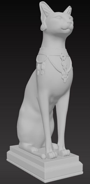 Victorian Style  Egyptian Cat Sculpture 3D Model STL FBX OBJ GLB 3D print model_3