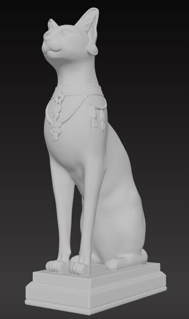 Victorian Style  Egyptian Cat Sculpture 3D Model STL FBX OBJ GLB 3D print model_4