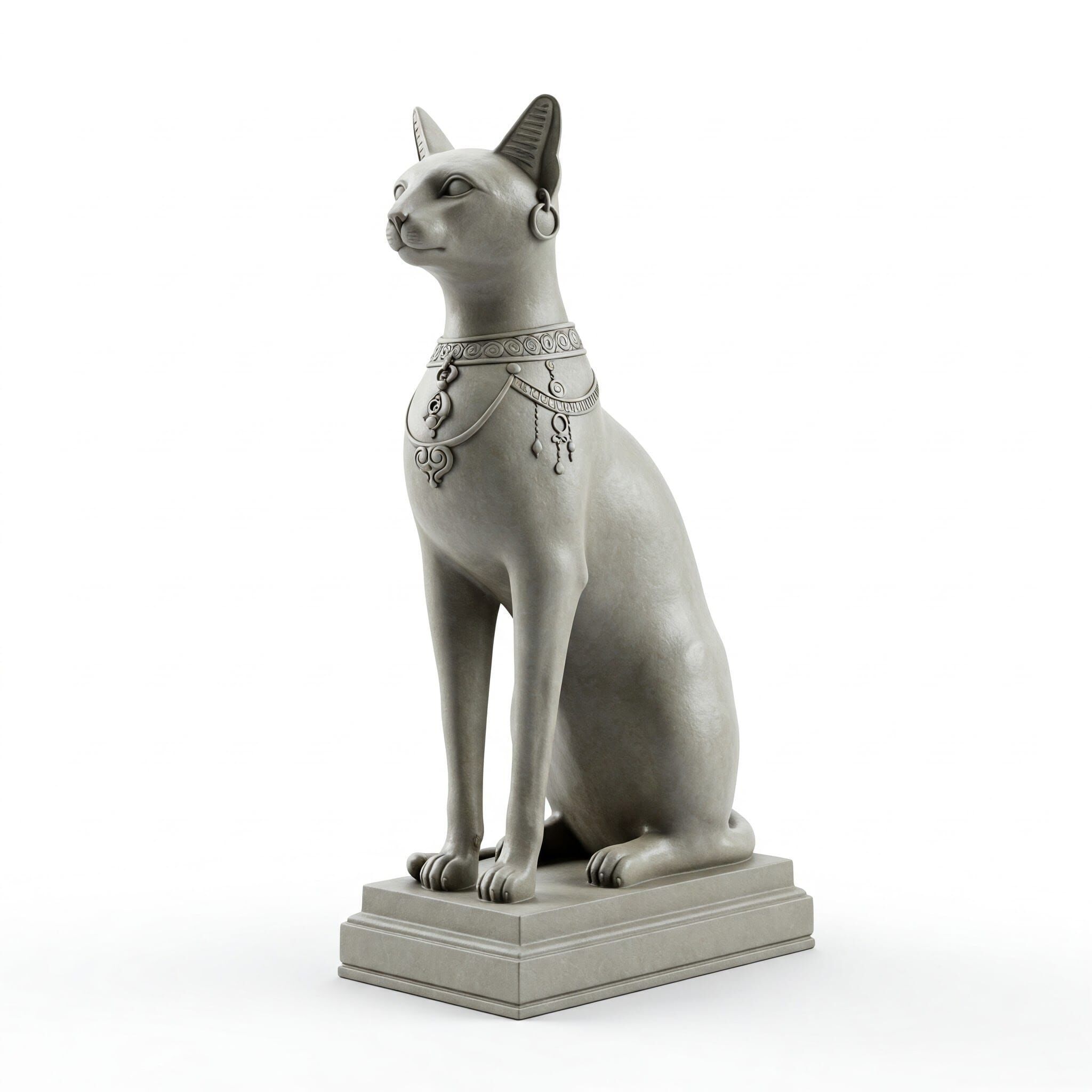 Victorian Style  Egyptian Cat Sculpture 3D Model STL FBX OBJ GLB 3D print model_11