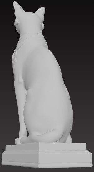 Victorian Style  Egyptian Cat Sculpture 3D Model STL FBX OBJ GLB 3D print model_2