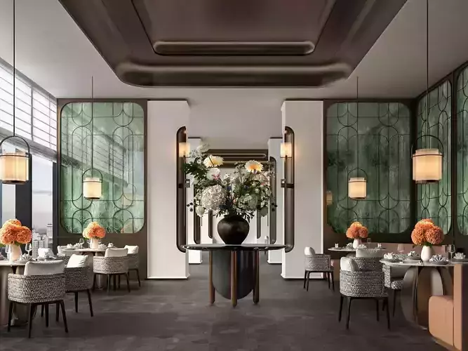 Modern retro hotel restaurant 