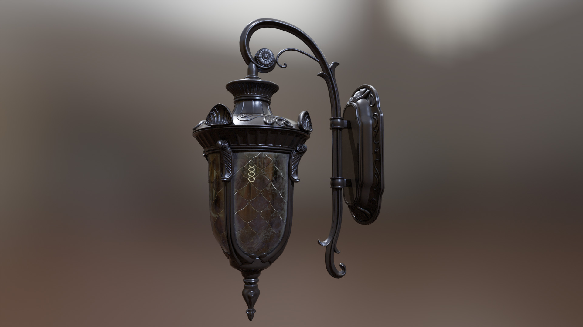 Old lamp posts and wall lamps and emissive vintage bulbs bundle 3D model_62