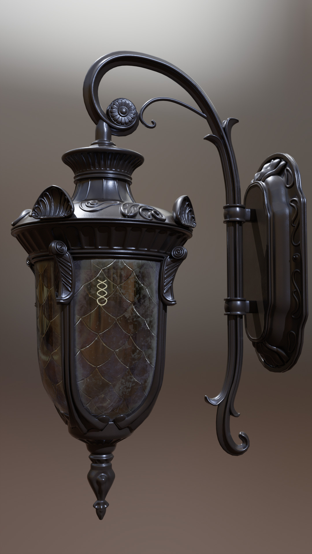 Old lamp posts and wall lamps and emissive vintage bulbs bundle 3D model_63