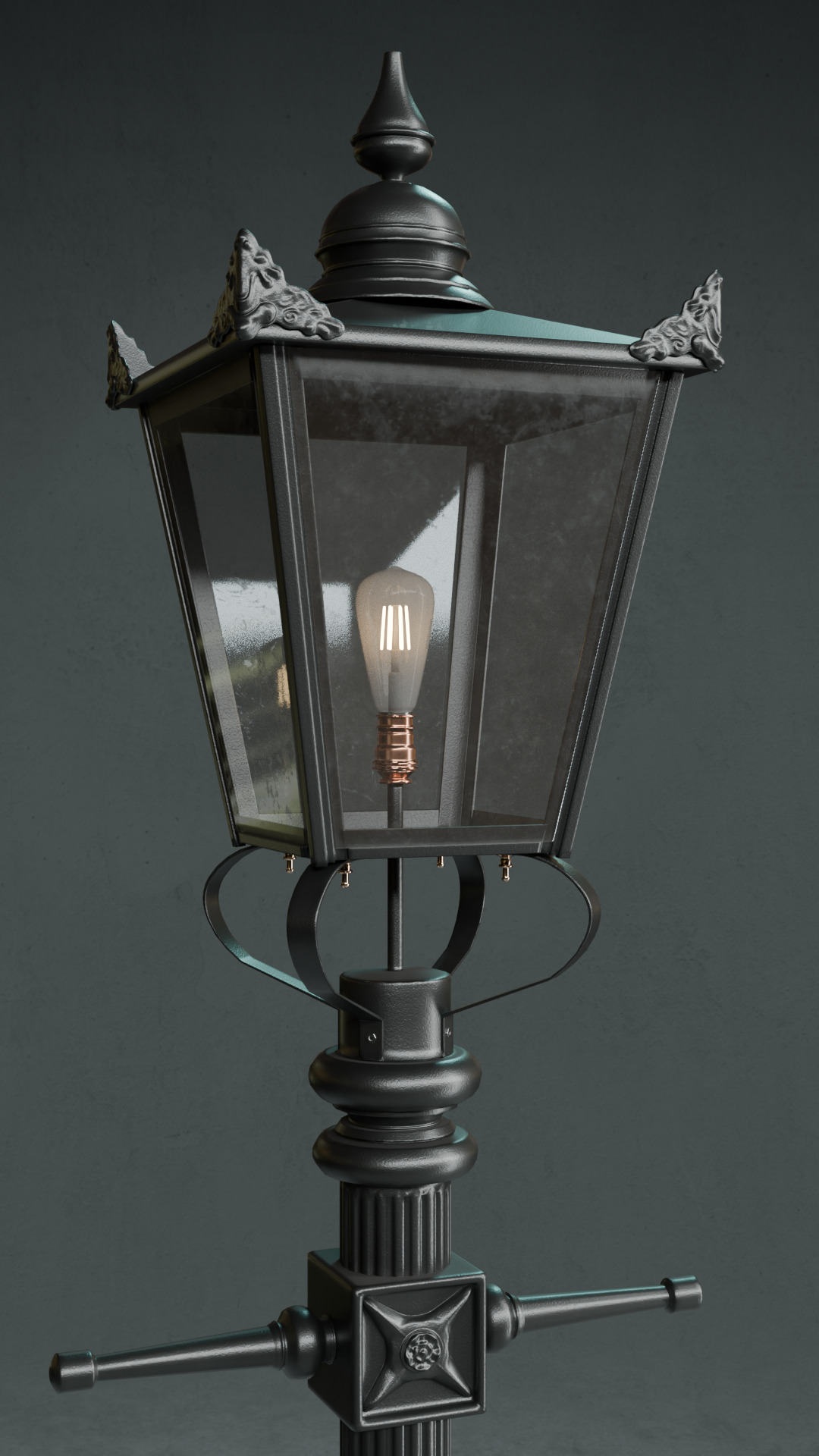 Old lamp posts and wall lamps and emissive vintage bulbs bundle 3D model_32