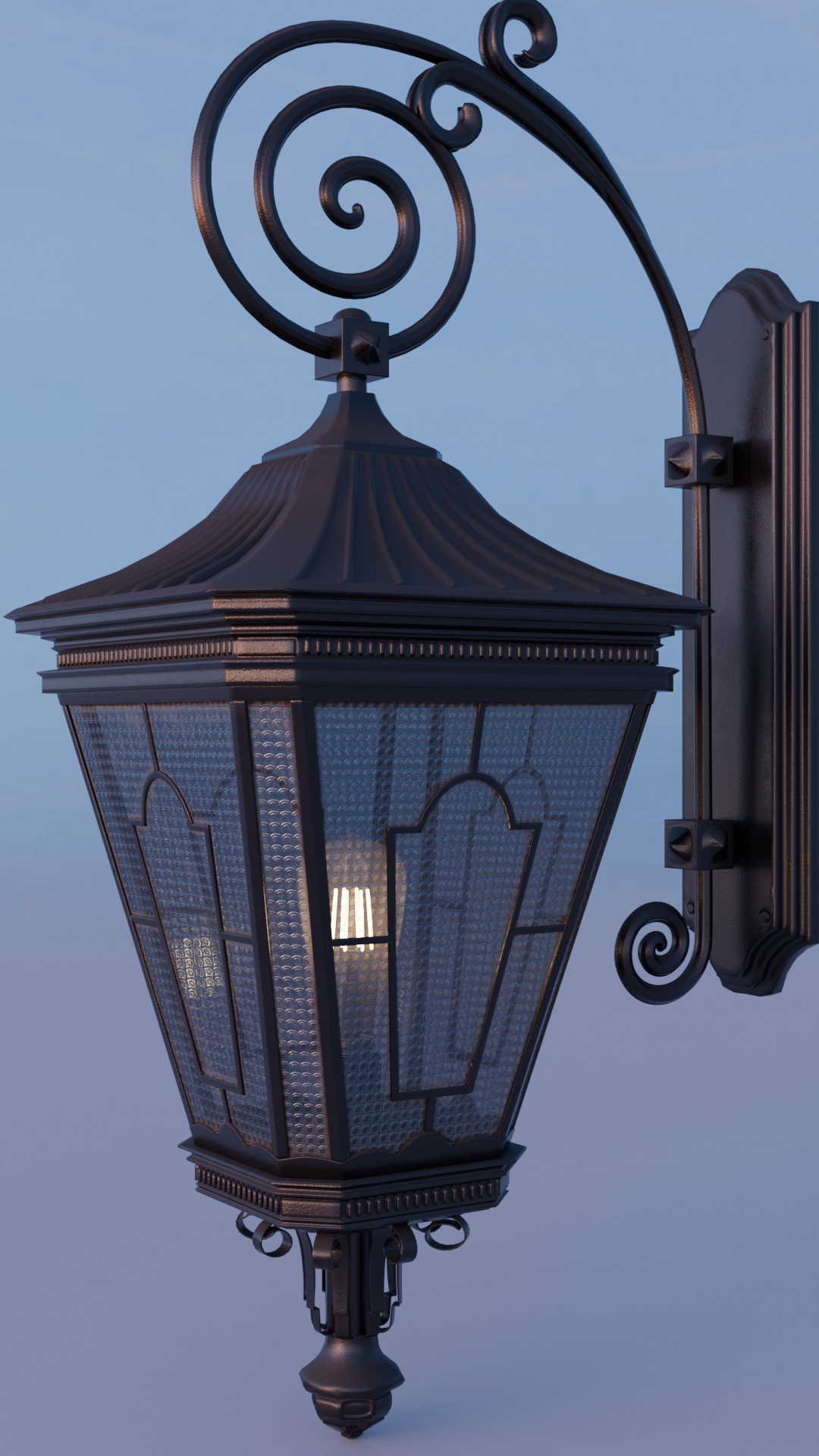 Old lamp posts and wall lamps and emissive vintage bulbs bundle 3D model_57