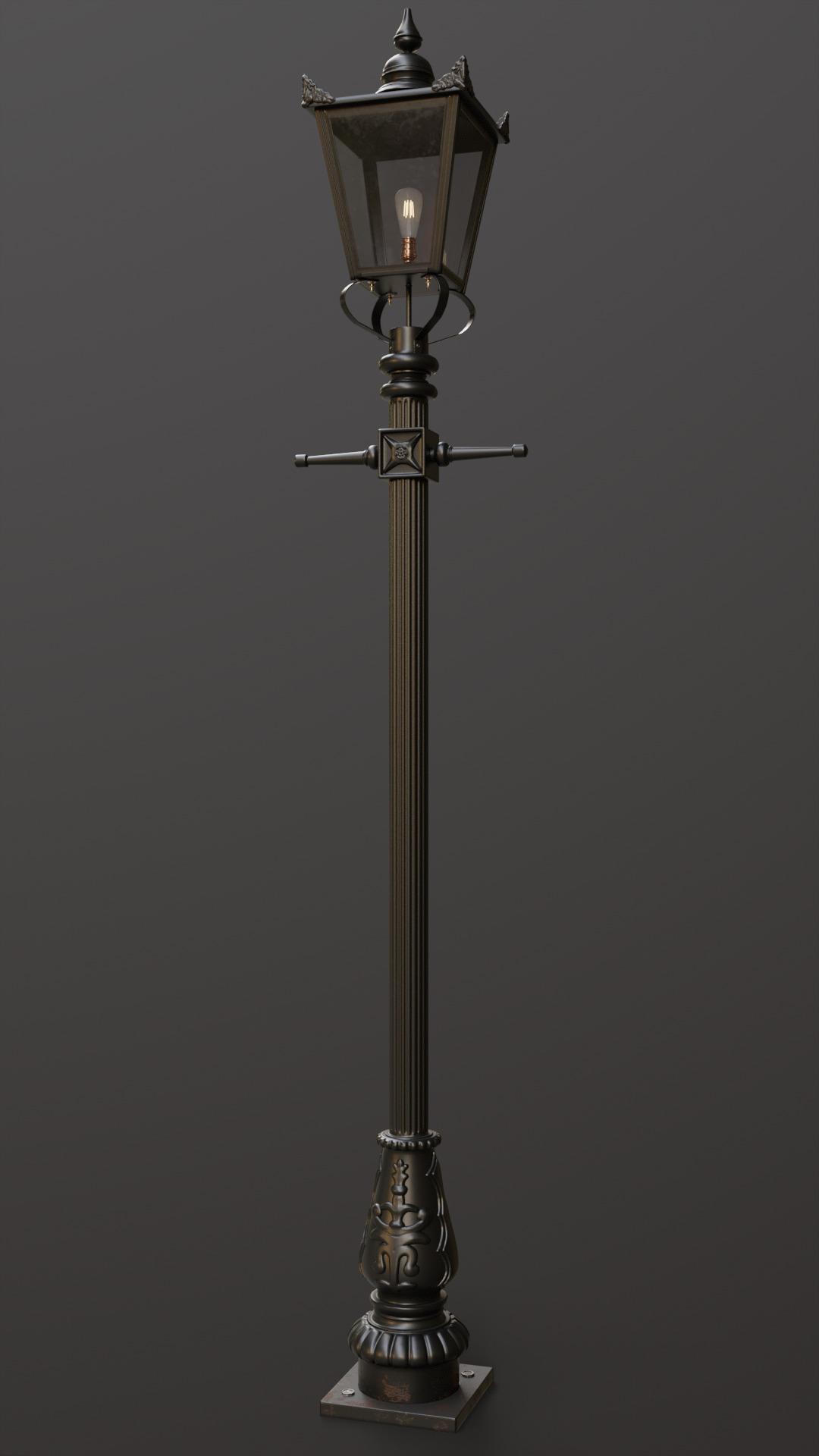 Old lamp posts and wall lamps and emissive vintage bulbs bundle 3D model_30