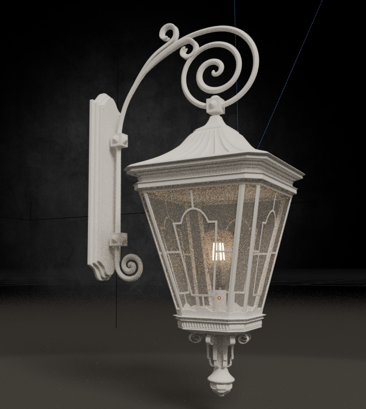 Old lamp posts and wall lamps and emissive vintage bulbs bundle 3D model_60