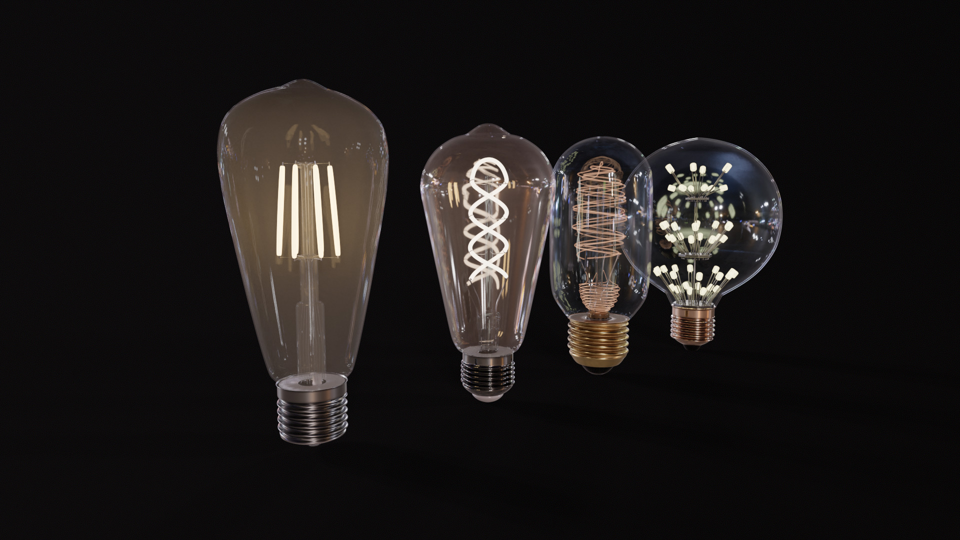 Old lamp posts and wall lamps and emissive vintage bulbs bundle 3D model_17