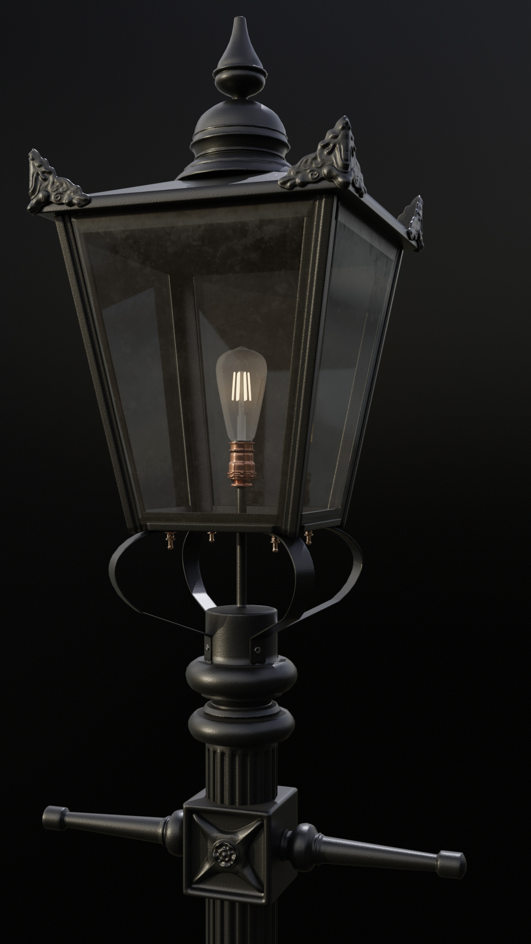 Old lamp posts and wall lamps and emissive vintage bulbs bundle 3D model_50