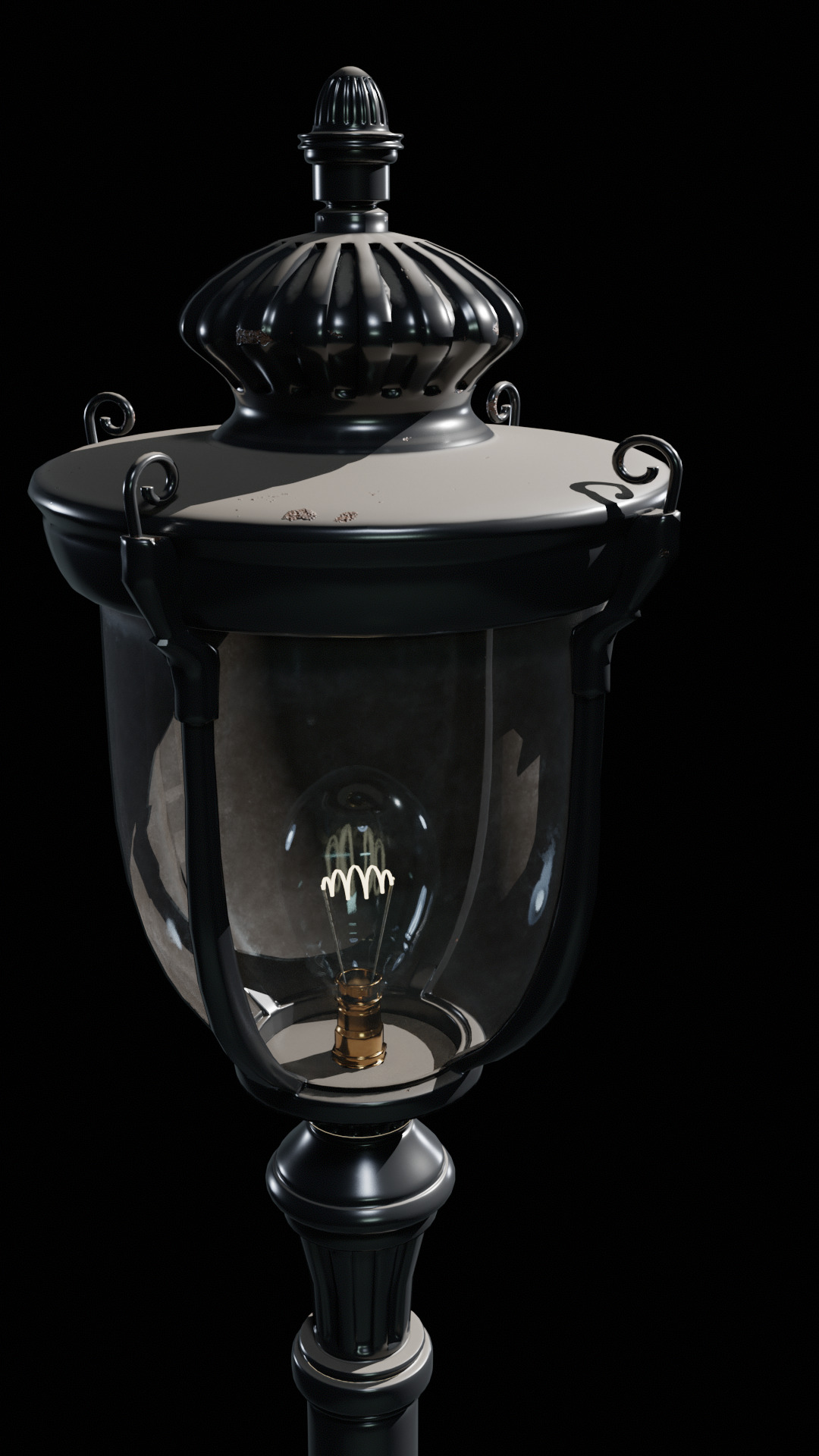 Old lamp posts and wall lamps and emissive vintage bulbs bundle 3D model_44