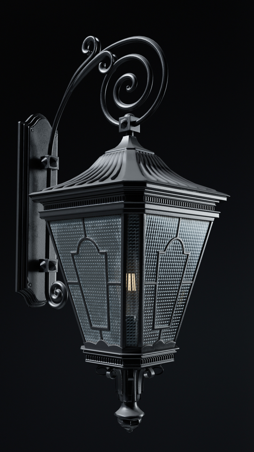 Old lamp posts and wall lamps and emissive vintage bulbs bundle 3D model_56