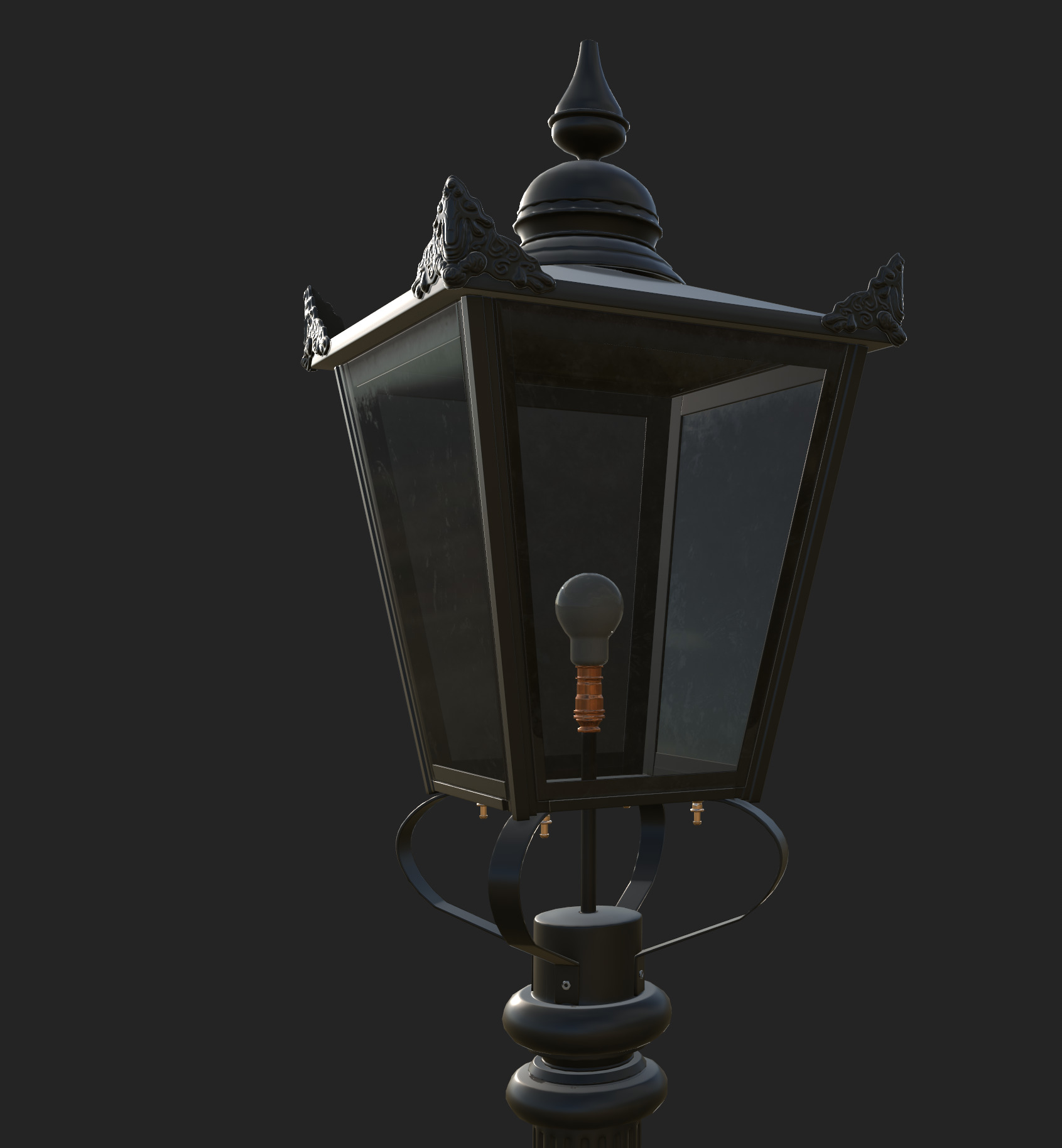 Old lamp posts and wall lamps and emissive vintage bulbs bundle 3D model_51