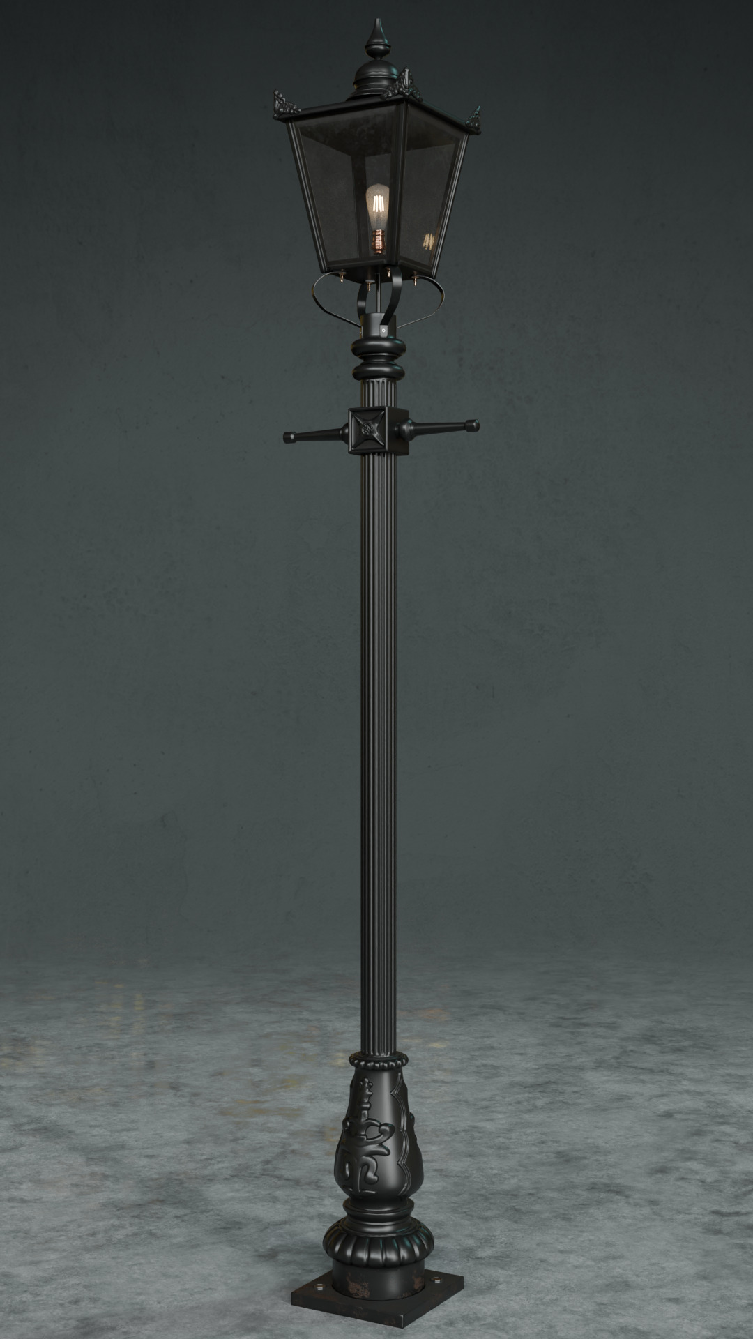 Old lamp posts and wall lamps and emissive vintage bulbs bundle 3D model_31