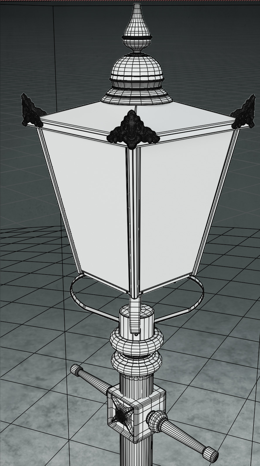 Old lamp posts and wall lamps and emissive vintage bulbs bundle 3D model_33