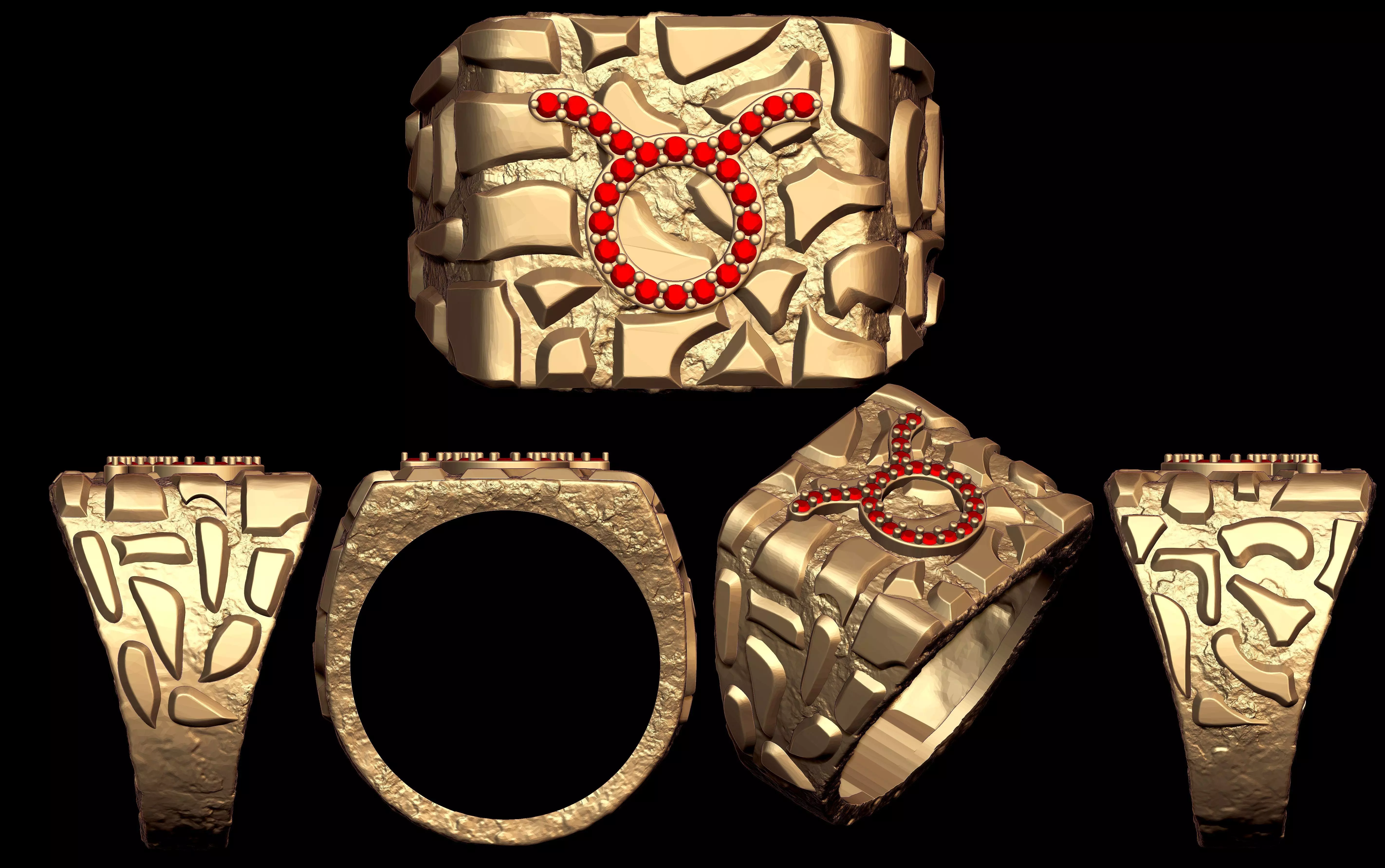 Diamond Taurus Horoscope Zodiac Nugget Ring 3D print model