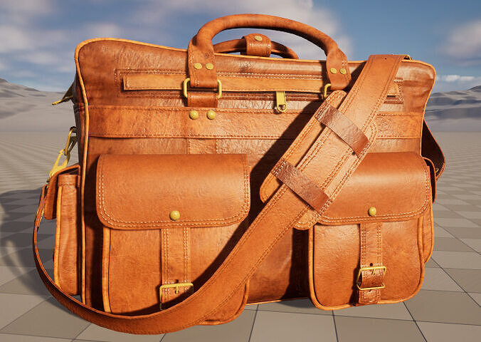 everett leather briefcase bag Low-poly 3D model