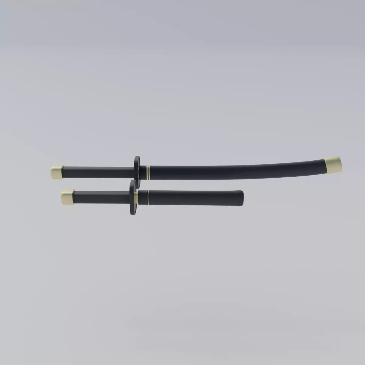 Samurai katana and dagger Low-poly 3D model