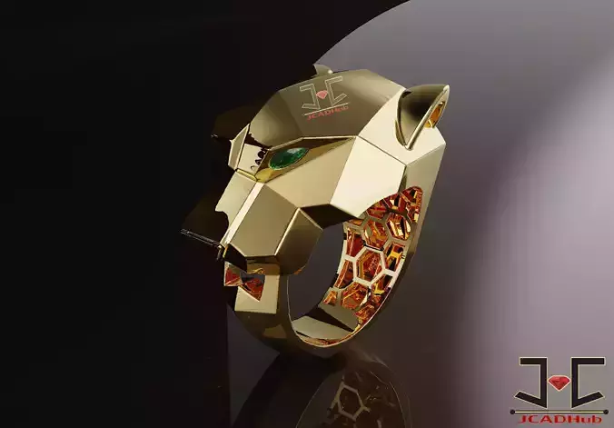 0222 - PantheR-R Ring Plain Gold with Back Jali - JCADHub