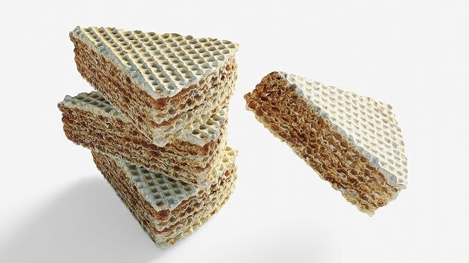3D Scan Chocolate Wafer Slice Layered Waffle cake Low-poly 3D model 2