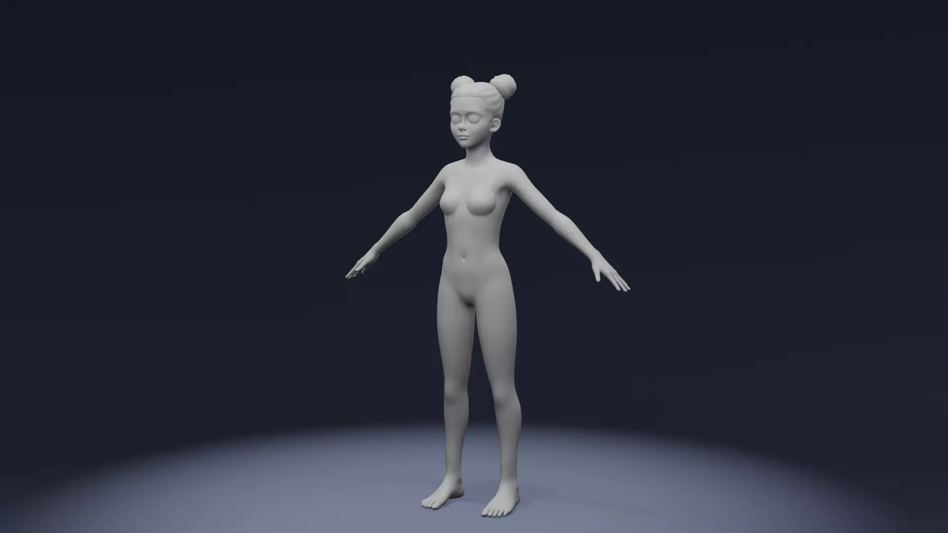 Stylized Girl Body Base Mesh Rigged with IK FK Switch Low-poly 3D model_0