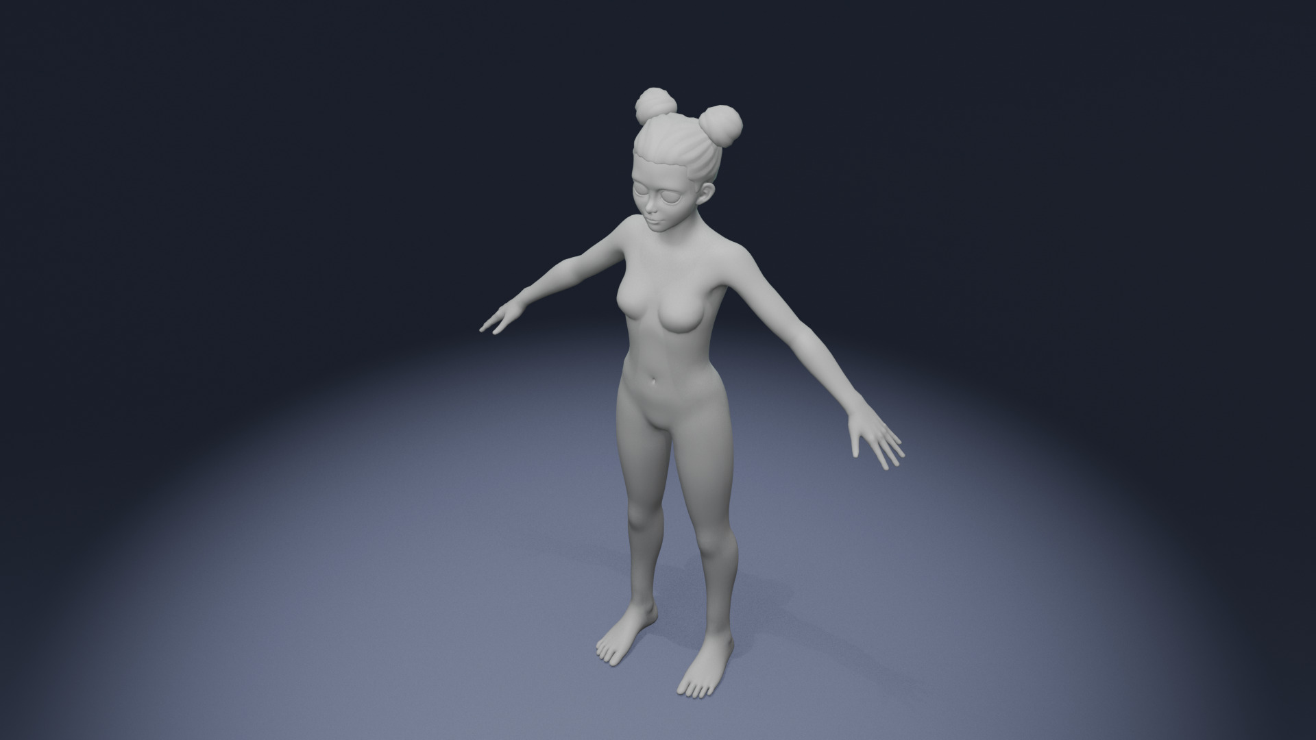 Stylized Girl Body Base Mesh Rigged with IK FK Switch Low-poly 3D model_10