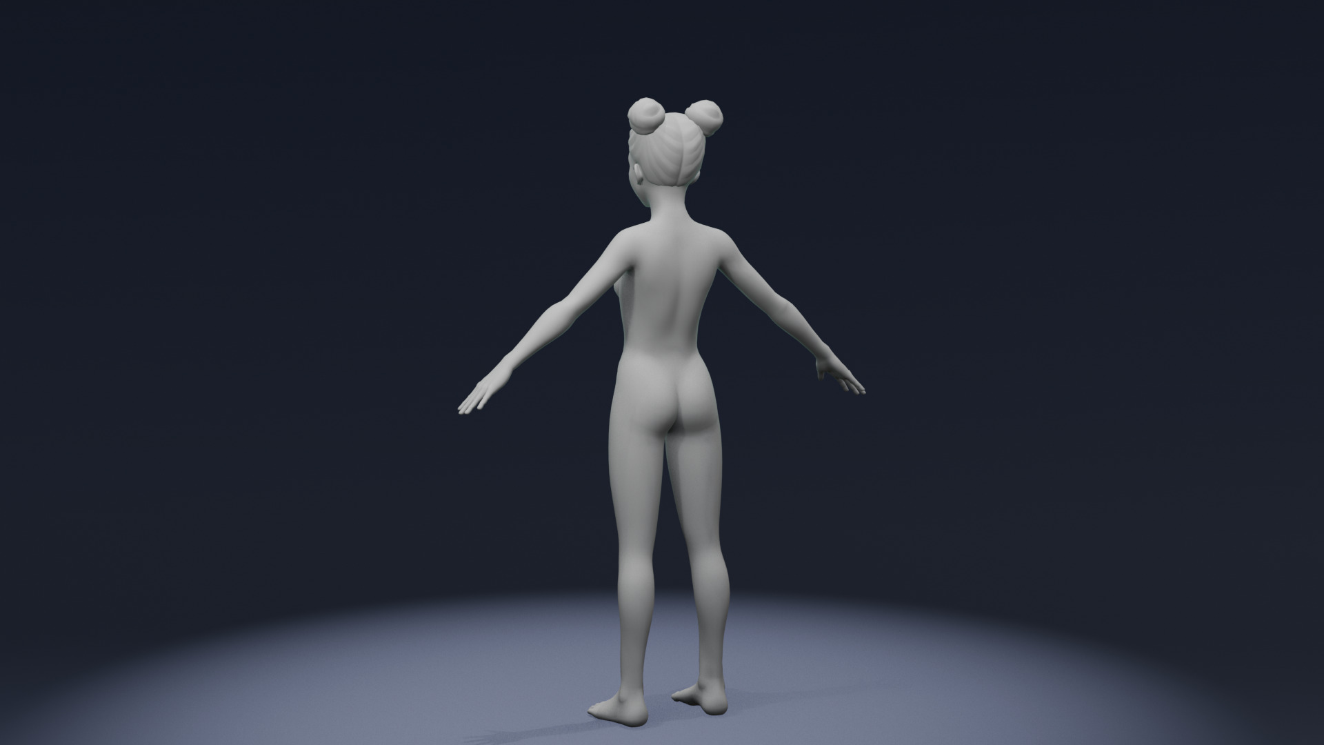 Stylized Girl Body Base Mesh Rigged with IK FK Switch Low-poly 3D model_6