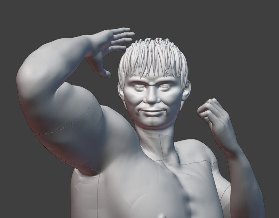 Realistic Muay Thai Fighter in a Boxing Ring Base print ready 3D print model_10