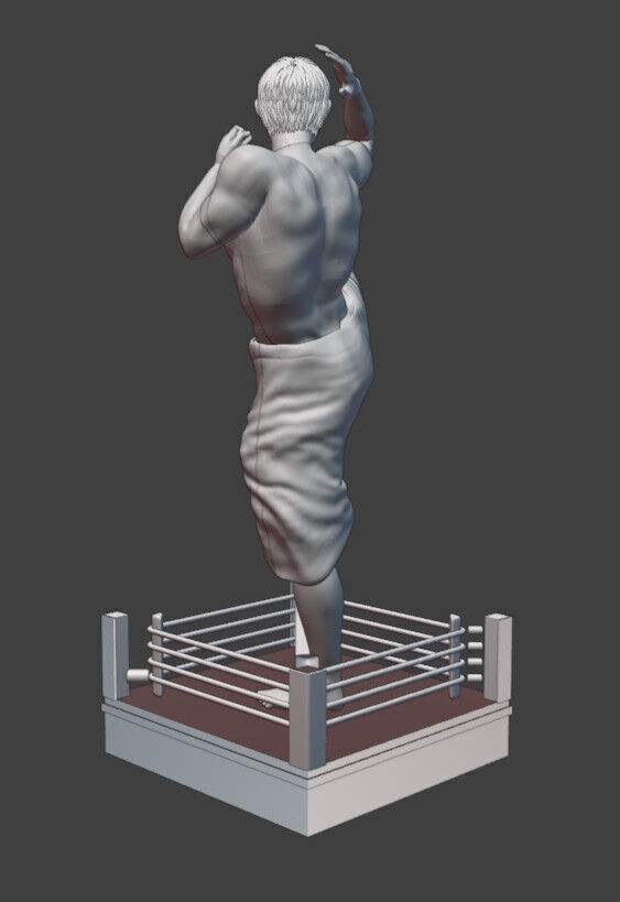 Realistic Muay Thai Fighter in a Boxing Ring Base print ready 3D print model_5