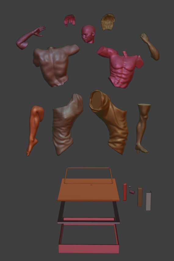 Realistic Muay Thai Fighter in a Boxing Ring Base print ready 3D print model_19