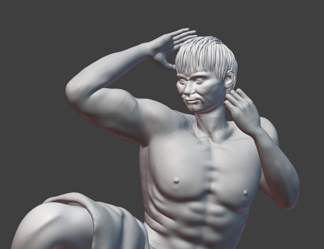 Realistic Muay Thai Fighter in a Boxing Ring Base print ready 3D print model_8