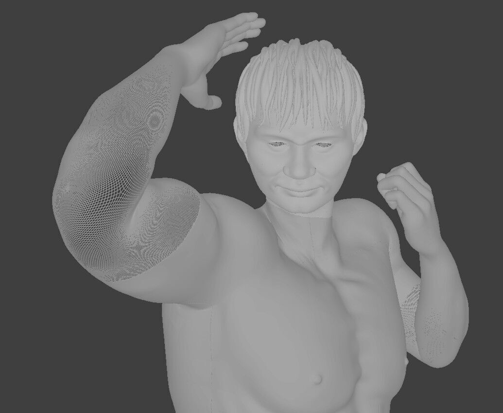 Realistic Muay Thai Fighter in a Boxing Ring Base print ready 3D print model_15