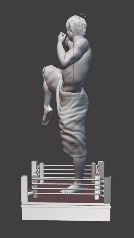Realistic Muay Thai Fighter in a Boxing Ring Base print ready 3D print model_6