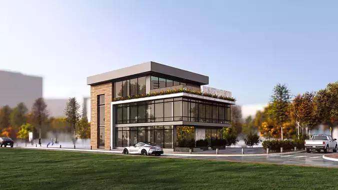 Modern Corporate Office Building 3D model
