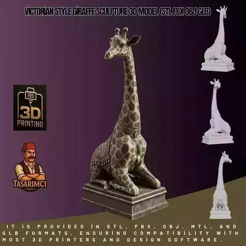 Victorian Style Giraffe Sculpture 3D Model STL FBX OBJ GLB 3D print model