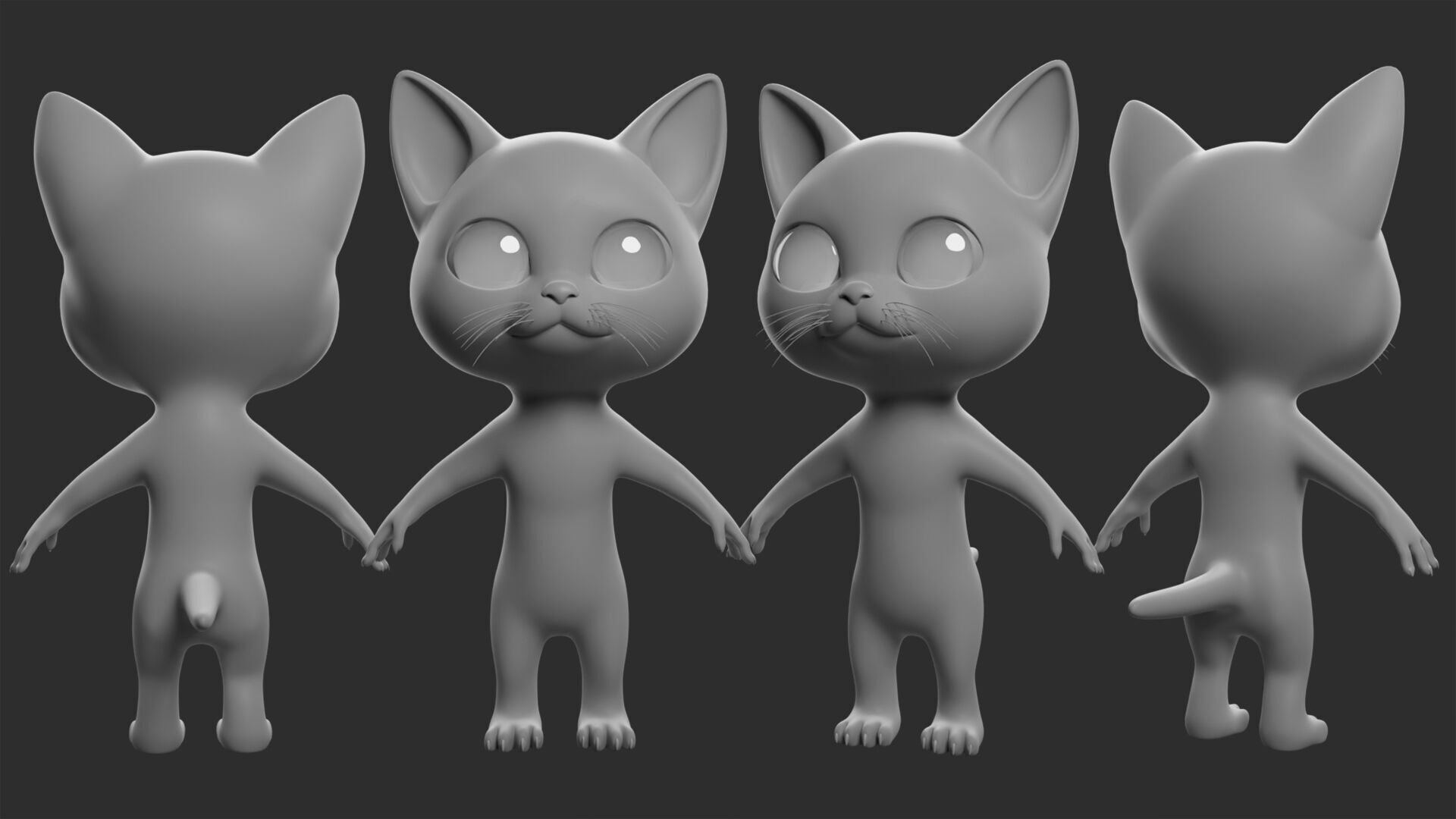 Cat Cartoon  Low-poly 3D model_3