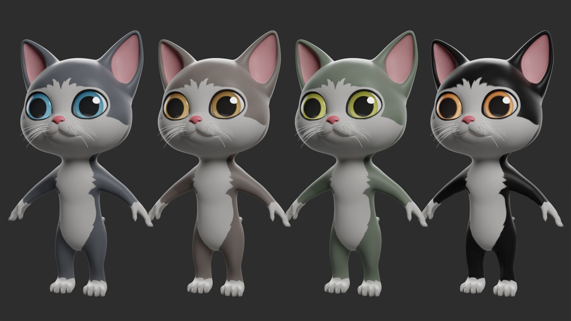 Cat Cartoon  Low-poly 3D model_2