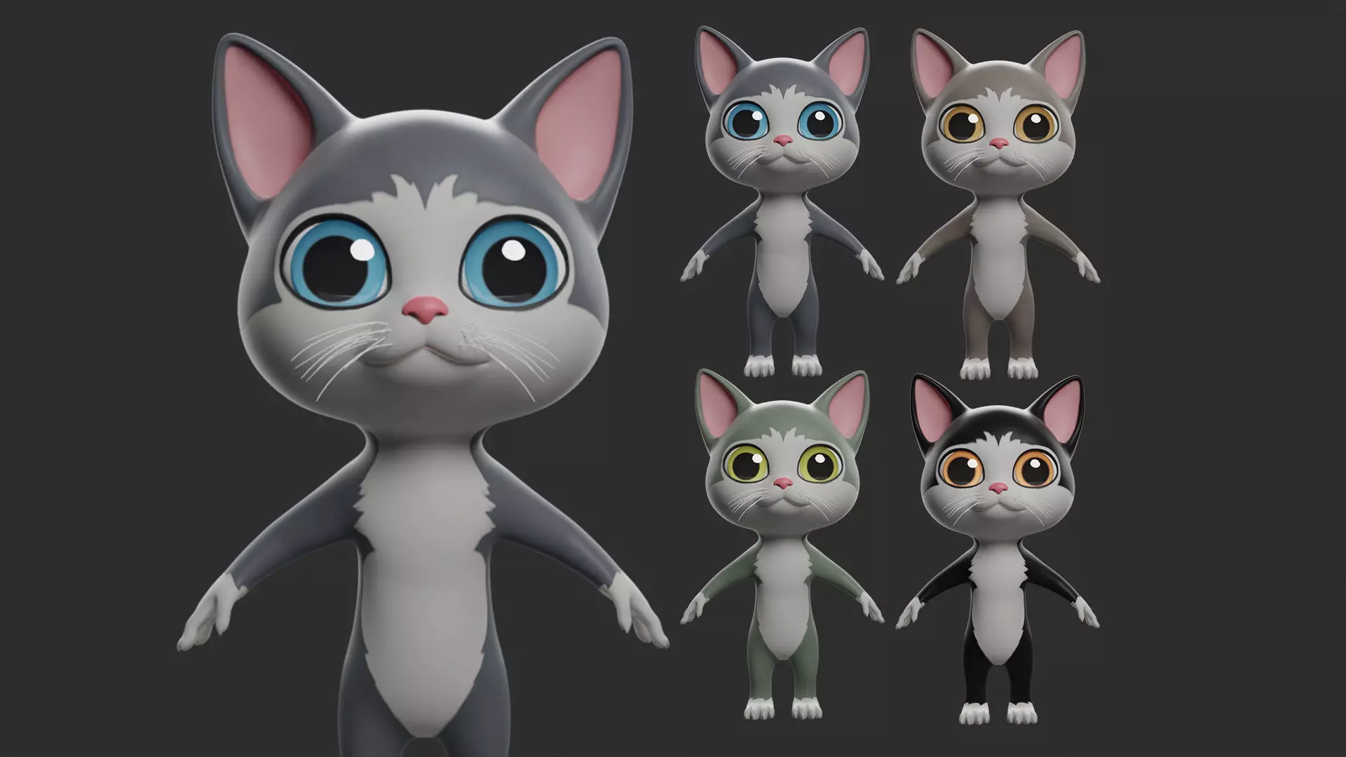 Cat Cartoon  Low-poly 3D model_0