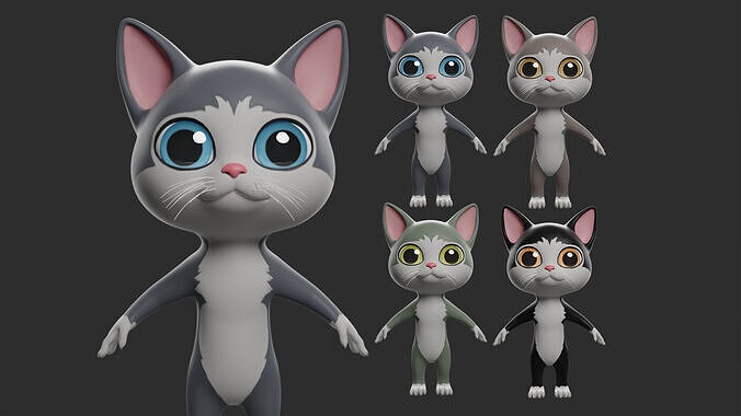 Cat Cartoon  Low-poly 3D model