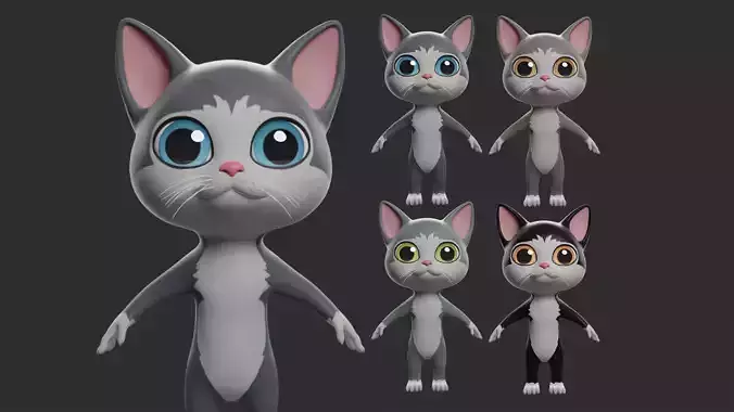 Cat Cartoon  Low-poly 3D model