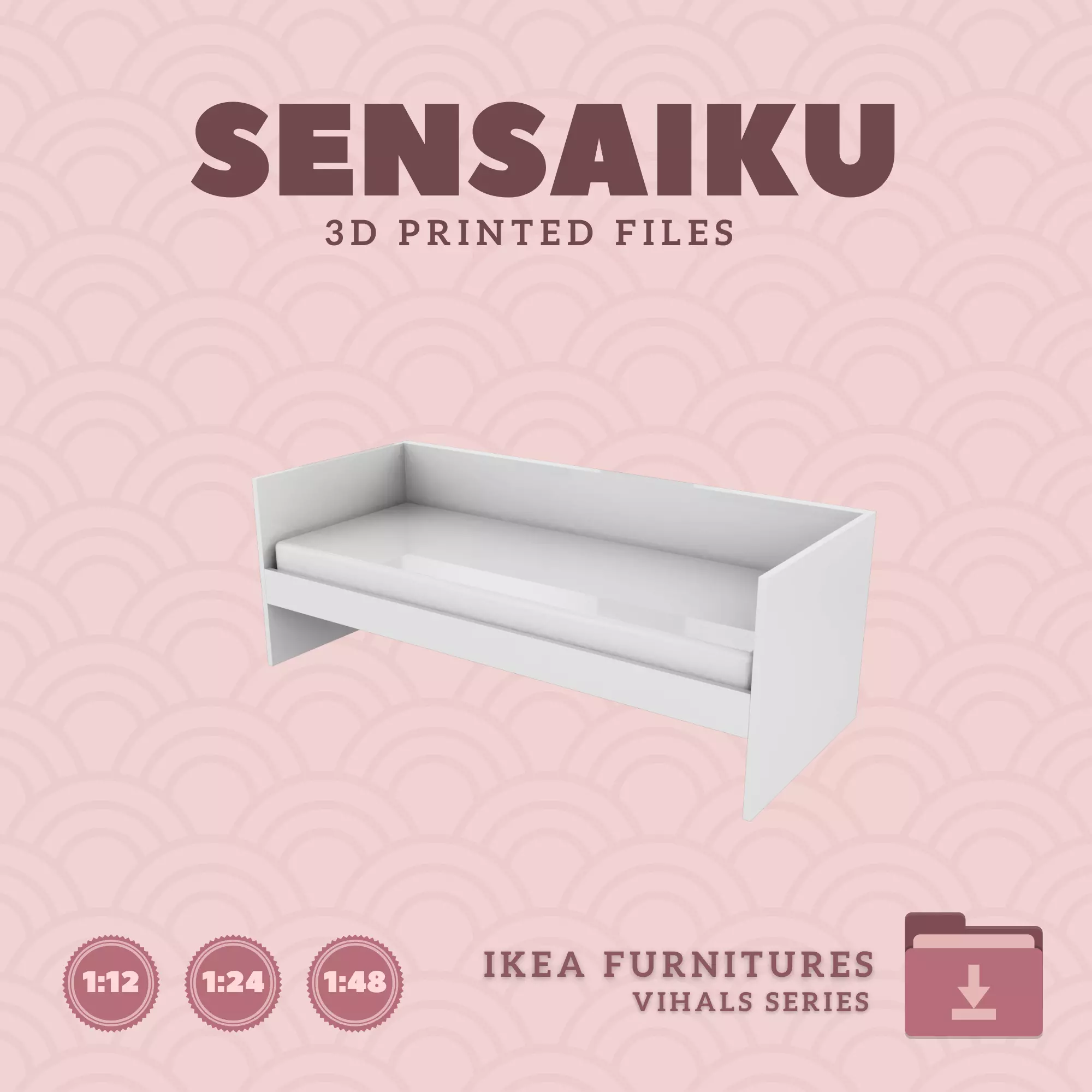 VIHALS Day-Bed for Miniature Dollhouse - IKEA - 3D Print 3D print model