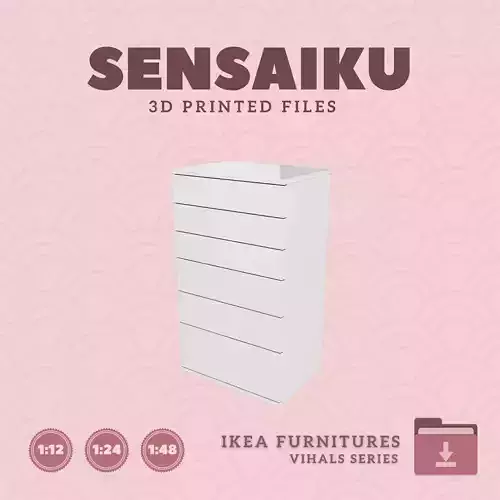 VIHALS 6 Drawer Dresser V2 for Mini Dollhouse - IKEA - 3D Print