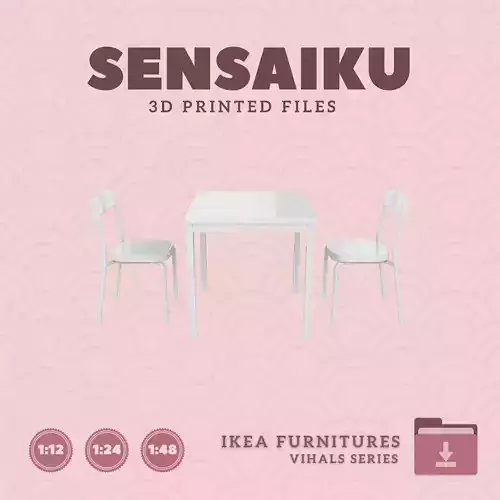 VIHALS Table 33 In and Chairs for Dollhouse - IKEA - 3D Print