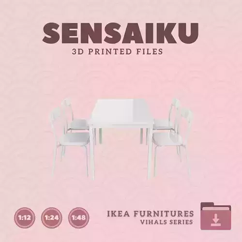 VIHALS Table 49 In and Chairs for Dollhouse - IKEA - 3D Print