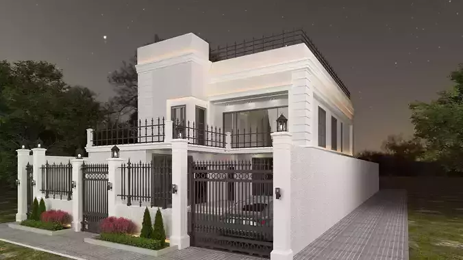 Modern-style house facade