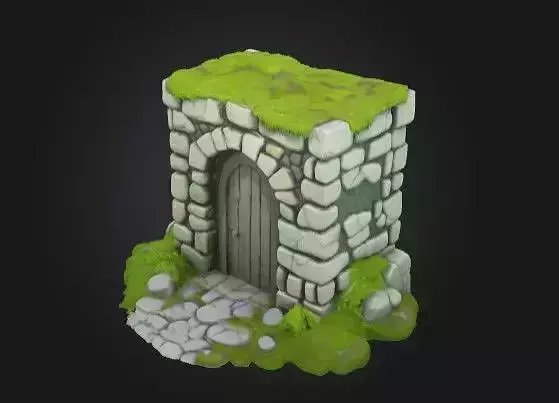 Stylized Modular Dungeon Gate Low Poly Game Asset 