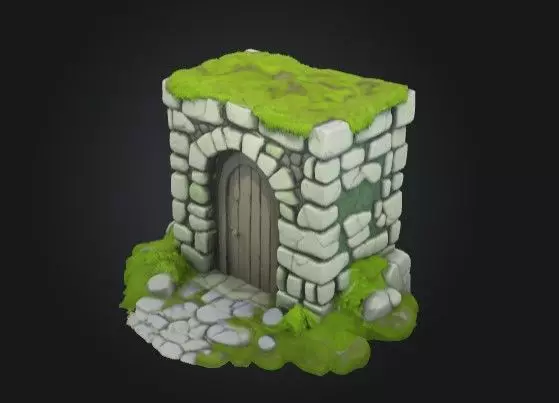 Stylized Modular Dungeon Gate Low Poly Game Asset Low-poly 3D model
