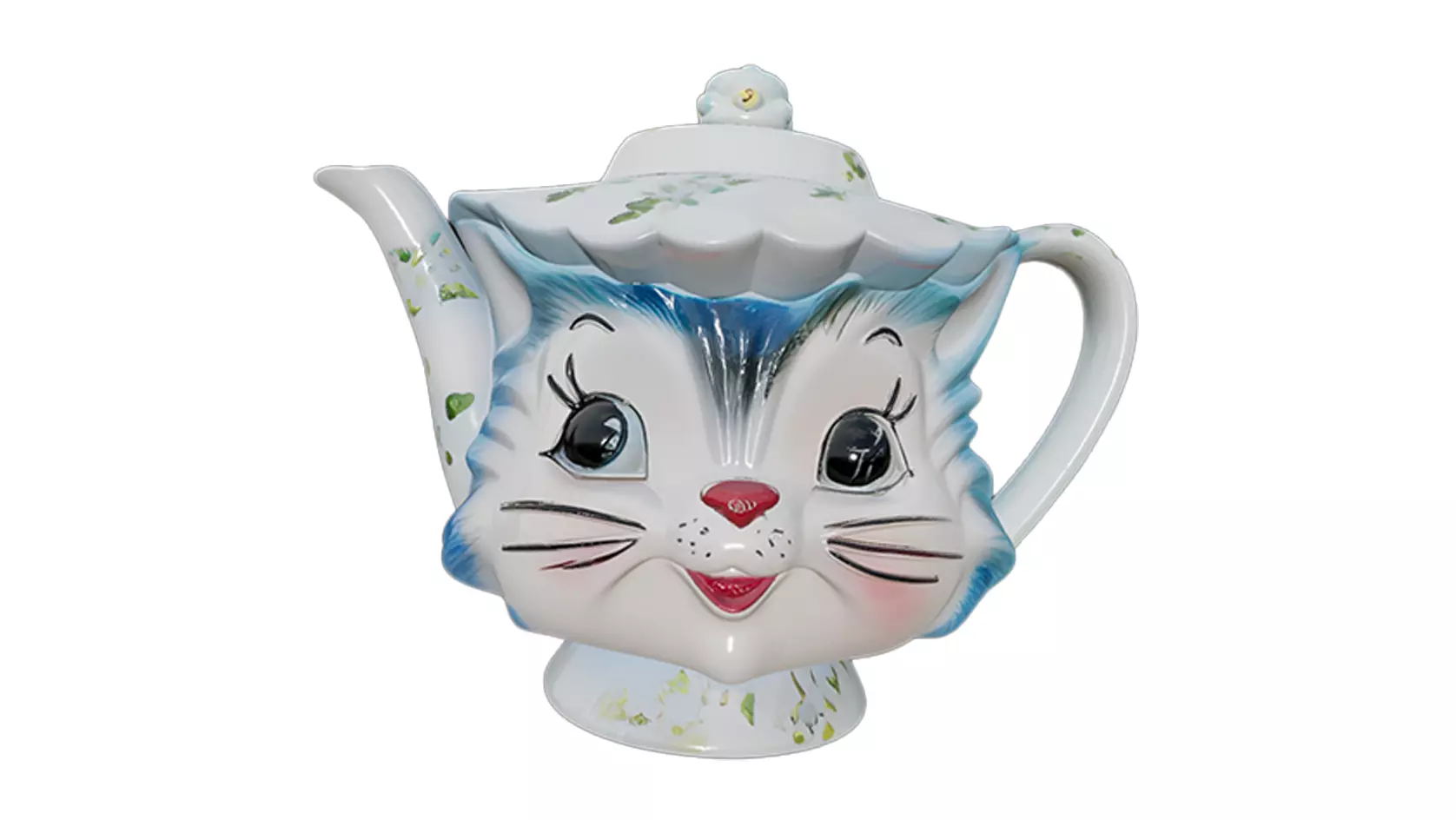 80s Vintage Cute Cartoon Cat Teapot 3D Print Model 3D model_0