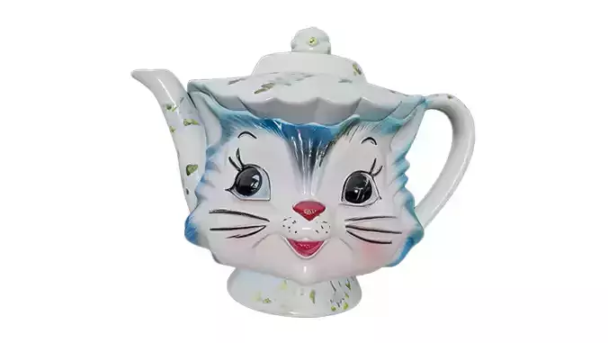 80s Vintage Cute Cartoon Cat Teapot 3D Print Model